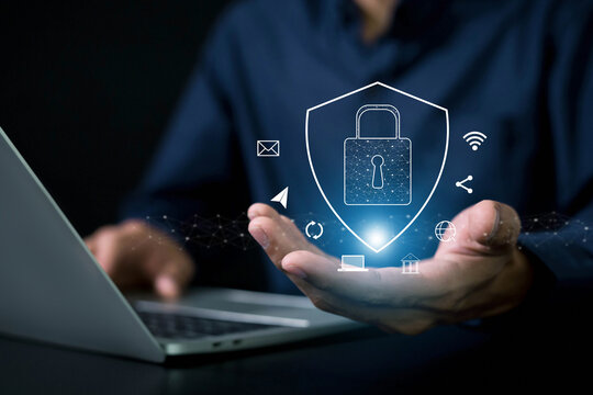 Cybersecurity concept Global network security technology protecting business and financial data with virtual network connection, smart solution from cyber attack, innovation .