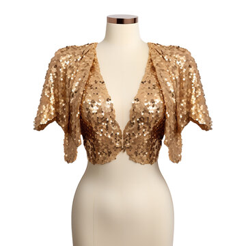 recommend clip art: Beautiful Gold Sequin Bridal Shrug Isolated On White Background