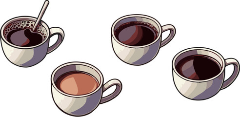cup of coffee set vector , eps 10.