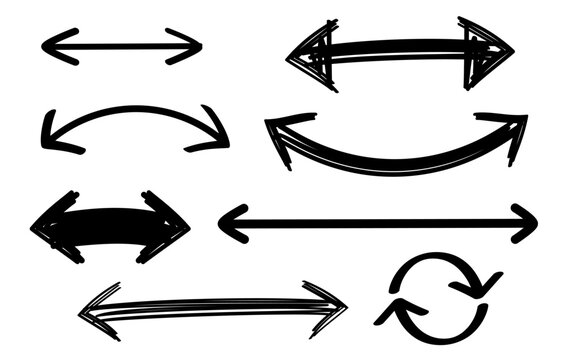 Set of hand drawn black double arrows