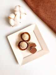 Handmade Chocolate Candies Truffles on White