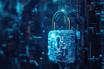 Cybersecurity Breach: Digital Lockpad Under Attack by Hackers - Data Protection Concept