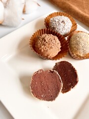 Handmade Chocolate Candies Truffles on White