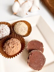 Handmade Chocolate Candies Truffles on White