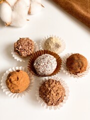 Handmade Chocolate Candies Truffles on White
