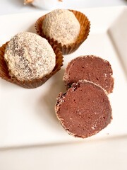 Handmade Chocolate Candies Truffles on White