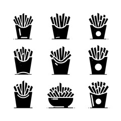 Silhouette of Tasty French Fries: Ideal for Designers - French Fries Illustration
