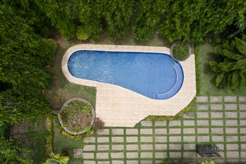 Empty swimming pool above top view