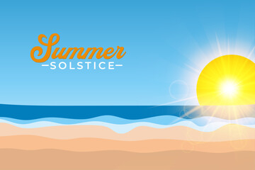 Summer Beach Background Vector Illustration.