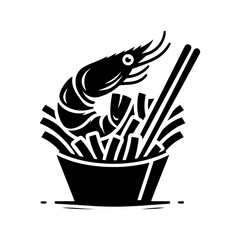 Fried Shrimp Silhouette Icon: Simple Graphic Solution - Minimallest Fried Shrimp Vector
