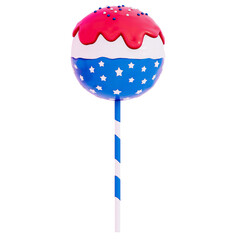 Dessert 4Th of July 3D , cake pop on transparent background , 3D Rendering