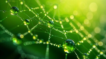 Macro Beauty: Dew Drops on Spider Web, generative ai