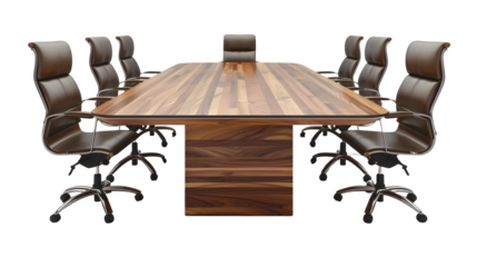 Conference Table with Chairs : Isolated on White, Transparent Background, PNG File, Hand Edited Generative AI