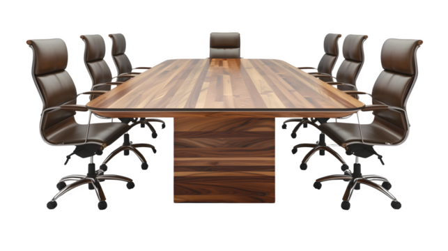 Conference Table with Chairs : Isolated on White, Transparent Background, PNG File, Hand Edited Generative AI