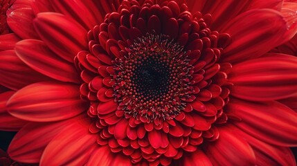 Close up of a red gerbera daisy bloom