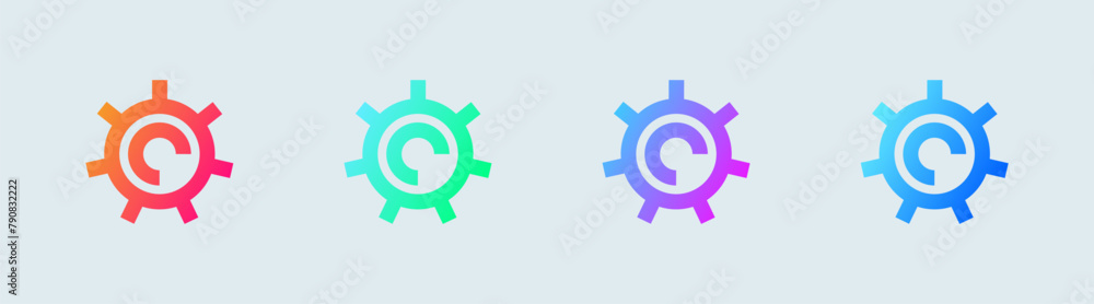 Poster system line icon in gradient colors. configuration signs vector illustration.
