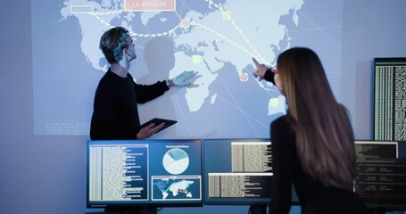 Professional cyber security team working to prevent security threats, find vulnerability and solve incidents