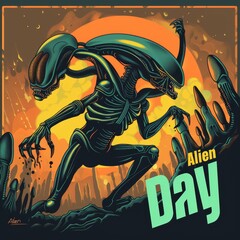 illustration with text to commemorate Alien Day