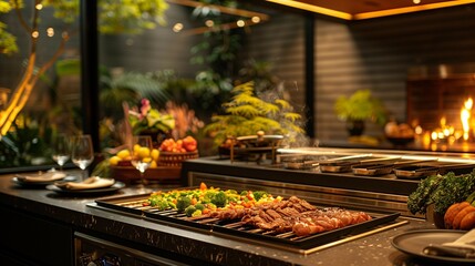 Elegant Tableside Cooking Experience, generative ai