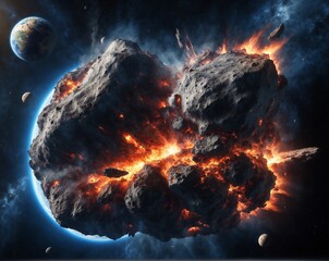 Meteorite flying in space