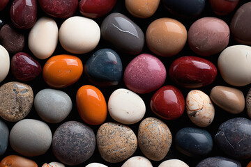 Vibrant Polished Pebbles, A Captivating Study in Natural Form and Texture.