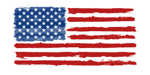 American flag paint texture. Grunge USA Flag. Vector Illustration for Celebration Holiday 4 of July American President Day. Stars and stripes