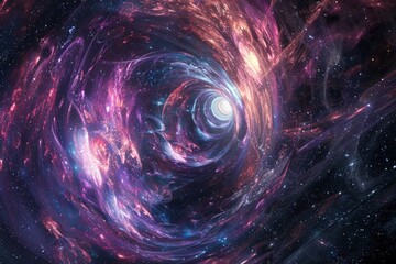 Majestic cosmic black hole engulfing stellar matter, ideal for astrophysics and cosmology, Space exploration scenes with interdimensional portals., background - obrazy, fototapety, plakaty
