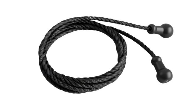 Jump Rope Mockup with Foam Handles and Adjustable Rope : Isolated on White, Transparent Background, PNG File, Hand Edited Generative AI