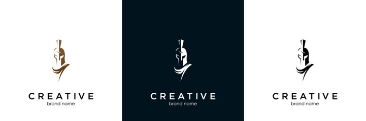 Spartan logo design template elements, spartan helmet symbol - Vector