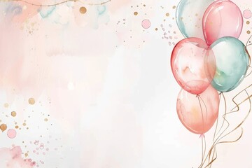 Watercolor background with pastel colored balloons. - obrazy, fototapety, plakaty