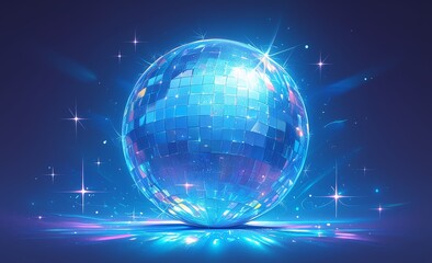 Fototapeta na wymiar Disco ball with colorful reflections on a dance floor, symbolizing the lively and energetic atmosphere