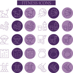 Fitness Icons Set vector design with editable strock and background easy to edit 