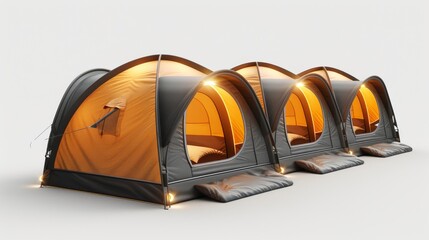 A row of tents with a yellow roof
