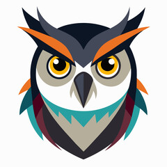 Owl Head vector illustration. Owl head Logo design concept isolated on a white background. colorful friendly Owl logotype Vector Illustration