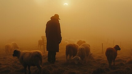 Simple Pleasures: Husband with Animals in the Mist, generative ai