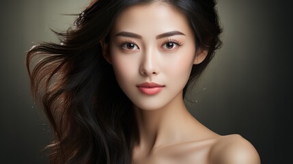 Naklejka premium Beautiful Asian Girl Looking towards camera and smiling