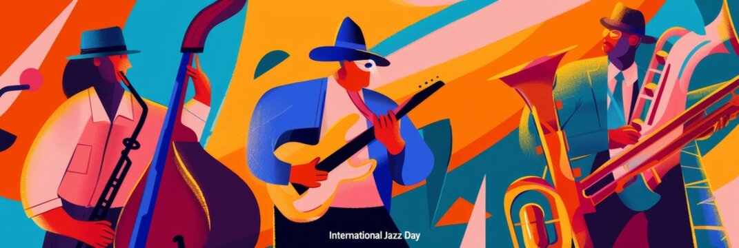 illustration with text to commemorate International Jazz Day