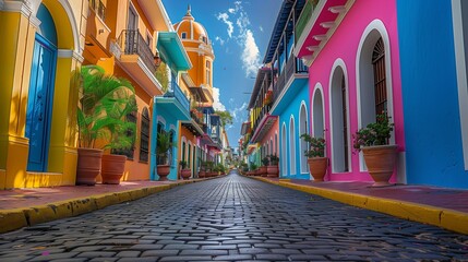 Caribbean Architecture in Old San Juan, generative ai