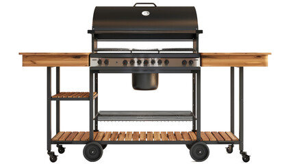 front view closeup of outdoor empty barbeque grill stove isolated