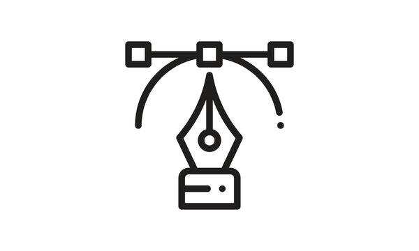 Pen tool vector icon on white background.