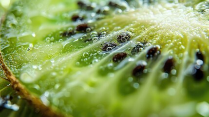 Fresh and Juicy Kiwi Close-Up. Sliced and Macro View of Ripe Kiwi Fruit - a Healthy and Nutritious Snack