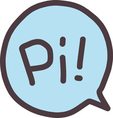 丸い吹き出しにPi!という文字の入った機械の効果音をイメージした素材