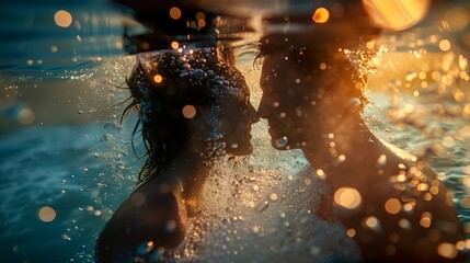 Romantic Swim with Sparkling Ring, generative ai