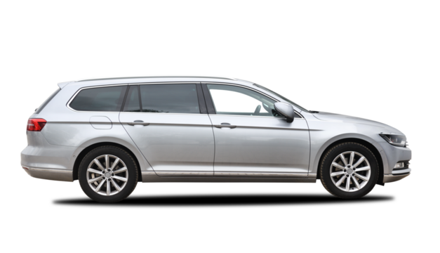 Silver modern station wagon combi car on a white background.