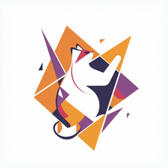 A modern logo with abstract geometry shapes, bauhaus style, cat paw.