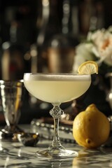 Refreshing White Lady Cocktail in Clear Glass for a Night Out or Party with Gin, Juice, and Alcohol