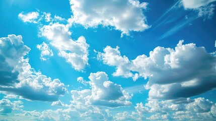 Scenic Stratus Clouds on a Bright Spring Day. Enjoy the View of Airy and Light Clouds in the Blue Atmosphere. Perfect for Weather and Cloudscape Themes - obrazy, fototapety, plakaty