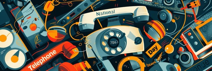illustration with text to commemorate National Telephone Day