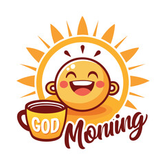 Good Morning Text Logo vector art illustration