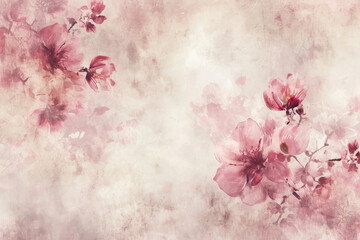 Beautiful Pink Flowers on Grungy Background with Copy Space for Text or Image, Nature Concept